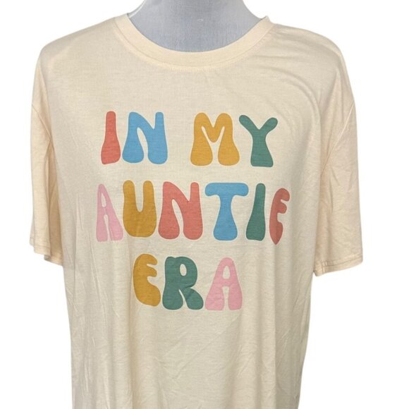 Aunt Tshirt Womens XL Cream 70s Style In My Auntie Era Short Sleeve Crew Neck - Picture 6 of 8